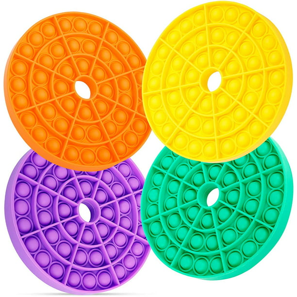 Autism Special Needs Relieve Stress Anti-Anxiety Toys 4Pack Bubble Sensory Fidget Toys for Kids Adults and The Old Blue & Green & Purple & Orange Circular Stress Reliever Squeeze Toys 